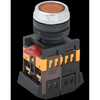 Кнопка ABLFS-22 Оранжевый d22мм 1NO+1NC неон 220В ANDELI ADL10-023
