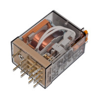 Промежуточное реле Finder 4 перекидных контакта 7А, 230В AC, - AgNi + Au, 553482305040