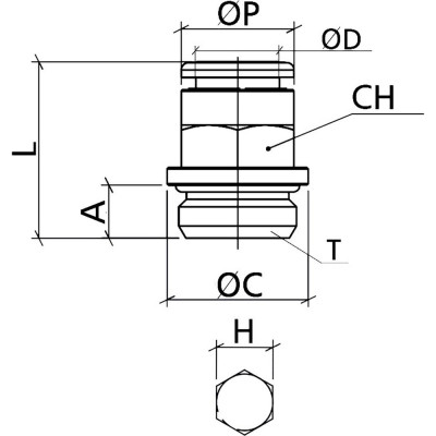 CDC Pneumatics Фитинг 10мм с наруж. метал. резьбой G3/8 BPC 10G03