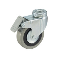 Колесо аппаратное поворотное под болт с тормозом (50 мм; серая резина; полипропилен) Tellure Rota 377101