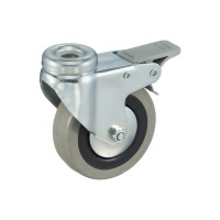 Колесо аппаратное поворотное под болт с тормозом (50 мм; серая резина; полипропилен) Tellure Rota 377101