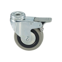 Колесо аппаратное поворотное под болт с тормозом (50 мм; серая резина; полипропилен) Tellure Rota 377101