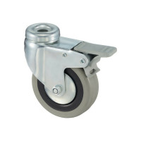 Колесо аппаратное поворотное под болт с тормозом (50 мм; серая резина; полипропилен) Tellure Rota 377101