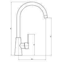 Смеситель для кухни СоюзКран поворотный излив 25 см, керамический картридж 40 мм, хром, цинк SK01-R118 566-385