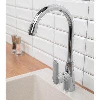 Смеситель для кухни СоюзКран поворотный излив 25 см, керамический картридж 40 мм, хром, цинк SK01-R118 566-385