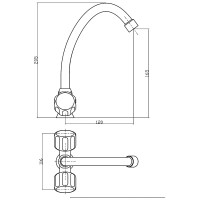 Смеситель для кухни СоюзКран поворотный излив 20 см, керамический кран-буксы 1/2, хром, цинк SK01-T213 567-071