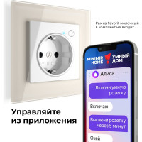 Умная встраиваемая розетка  WERKEL с заземлением, с защитными шторками, белый a056417