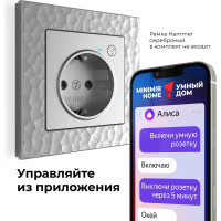 Умная встраиваемая розетка WERKEL с заземлением, с защитными шторками, серебряный a056420
