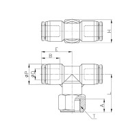 Фитинг Т-образный 12 мм с внутренней металлической резьбой G1/2" CDC Pneumatics PTF 12G04