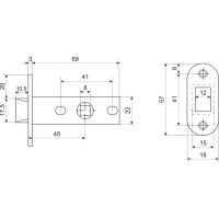 Защелка Аллюр (матовая бронза; пластик; овальная торцевая планка 18 мм; без ручек) 11743