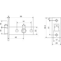 Защелка Аллюр (хром; торцевая планка 25 мм; без ручек) 11209