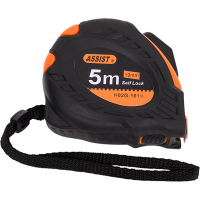 Рулетка NOVOCRAFT ASSIST ПРОФИ 5 м, 19 мм, 12/72 SELF-STOP, ABS, лента белая, нейлон ASSIST0519