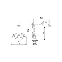 Смеситель для раковины RavSlezak MORAVA RETRO, с донным клапаном, пластик MK521.5/8