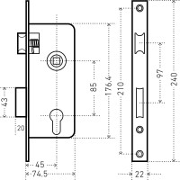 Врезной замок с ручками Аллюр 0205 CP хром 1020