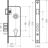 Врезной замок с ручками Аллюр 0221 GP латунь 1029
