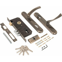 Врезной замок с ручками Аллюр 0203 AB старая бронза 1014