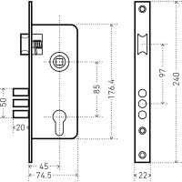 Врезной замок с ручками Аллюр 0203 CP хром 1016