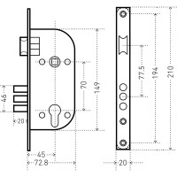 Врезной замок с ручками Аллюр 103/3 GP латунь 5958