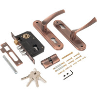 Врезной замок с ручками Аллюр 103/3-61А1203 AC старая медь 6801