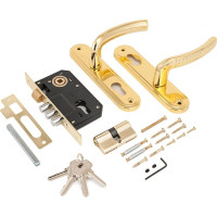 Врезной замок с ручками Аллюр 132/3-61А1232 GP латунь 6803
