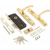 Врезной замок с ручками Аллюр 0221 GP латунь 1029