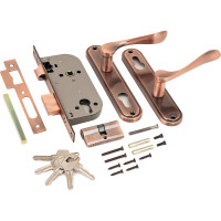 Врезной замок с ручками Аллюр 127/1 AC старая медь 1079