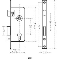 Врезной замок с ручками Аллюр хром 1024