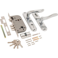 Врезной замок с ручками Аллюр 102/3 CP хром 5790