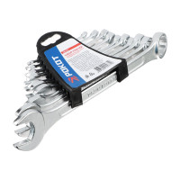 Набор комбинированных оцинкованных ключей РОКОТ в пластиковом подвесе 6, 8, 10, 11, 12, 13, 14, 17, 19, 22 мм 736-012