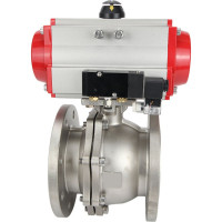 Шаровой кран DN.ru КШФП.316.200 Ду32 Ру40 с пневмоприводом, пневмораспределителем D160-02065