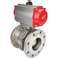 Шаровой кран DN.ru КШФП.316.200 Ду32 Ру40 с пневмоприводом, пневмораспределителем D160-02065