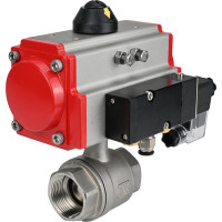 Кран шаровой DN.ru КШМП.316.230-ISO Ду15 Ру63 с пневмоприводом, пневмораспределителем D160-01515