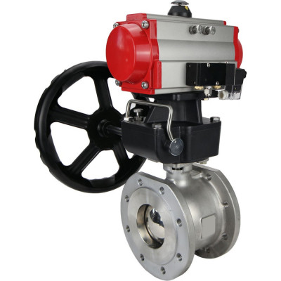 Шаровой кран DN.ru КШмФП.316.200 Ду32 Ру16 пневмопривод, пневмораспред, дублёр D160-01794