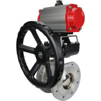 Шаровой кран DN.ru КШмФП.316.200 Ду32 Ру16 пневмопривод, пневмораспред, дублёр D160-01794