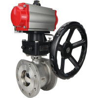 Шаровой кран DN.ru КШмФП.316.200 Ду32 Ру16 пневмопривод, пневмораспред, дублёр D160-01794