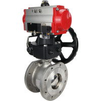 Шаровой кран DN.ru КШмФП.316.200 Ду32 Ру16 пневмопривод, пневмораспред, дублёр D160-01794