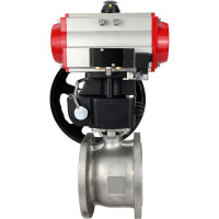 Шаровой кран DN.ru КШмФП.316.200 Ду32 Ру16 пневмопривод, пневмораспред, дублёр D160-01794