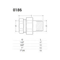 Прямой соединитель SR Rubinetterie никелированный "Американка" 1/2" 0186-1500N000