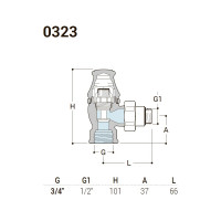 Угловой запорный клапан для радиатора SR Rubinetterie Liberty 1/2х3/4, цвет бронза 0323-2000Z000