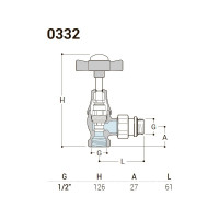 Угловой клапан для радиатора SR Rubinetterie серия "Victoria", 1/2, цвет хром 0332-1500C000