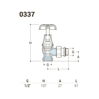 Угловой клапан SR Rubinetterie серия Floral Old Style 1/2, цвет хром 0337-1500C000