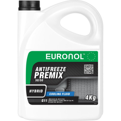 EURONOL Охлаждающая жидкость ANTIFREEZE HYBRID READY G11 ЗЕЛЁНЫЙ 4kg 80213