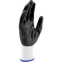 Полиэфирные перчатки с черным нитрильным покрытием СИБРТЕХ размер L, 15 класс вязки 67863