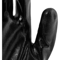 Полиэфирные перчатки с черным нитрильным покрытием СИБРТЕХ размер L, 15 класс вязки 67863