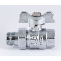 Шаровой кран PROFACTOR PF STANDARD с полусгоном, хром,  в/н ручка бабочка, 1/2 дюйма PF UBV 324CW