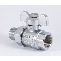 Шаровой кран PROFACTOR PF STANDARD с полусгоном, хром,  в/н ручка бабочка, 1/2 дюйма PF UBV 324CW