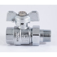 Шаровой кран PROFACTOR PF STANDARD с полусгоном, хром,  в/н ручка бабочка, 1/2 дюйма PF UBV 324CW