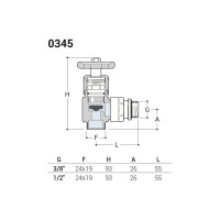 Угловой вентиль SR Rubinetterie 1/2 x 24/19, преобразуемый в термостатический, белый 0345-1500VCPA