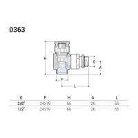 Угловой запорный клапан SR Rubinetterie Prestige & Minimal 1/2 x 24/19, чёрный матовый 0363-1500VCPS