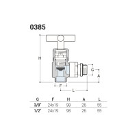 Угловой вентиль SR Rubinetterie 1/2 x 24/19, преобразуемый в термостатический, черный матовый 0385-1500VCPS